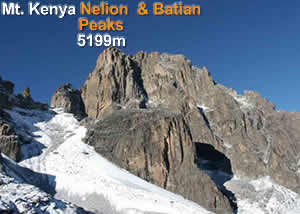 Mount Kenya Nelion and Batian Peaks.